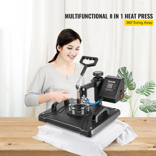 8 in 1 Heat Press Machine 12"x15" Digital Transfer T-shirts Mug Hat Plate Cap