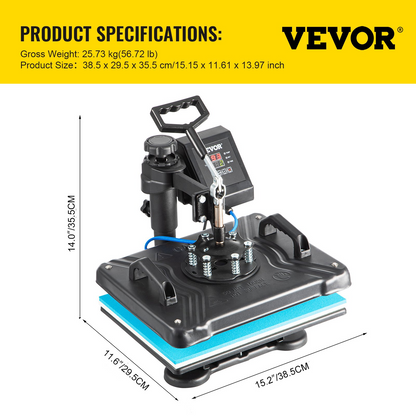 8 in 1 Heat Press Machine 12"x15" Digital Transfer T-shirts Mug Hat Plate Cap