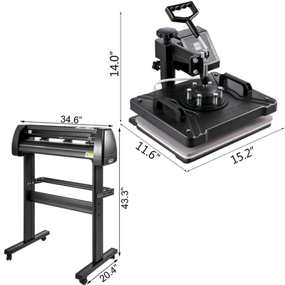 8 In 1 Heat Press 12"x15" Transfer Machine 28" Vinyl Cutter/plotter Cutting Diy