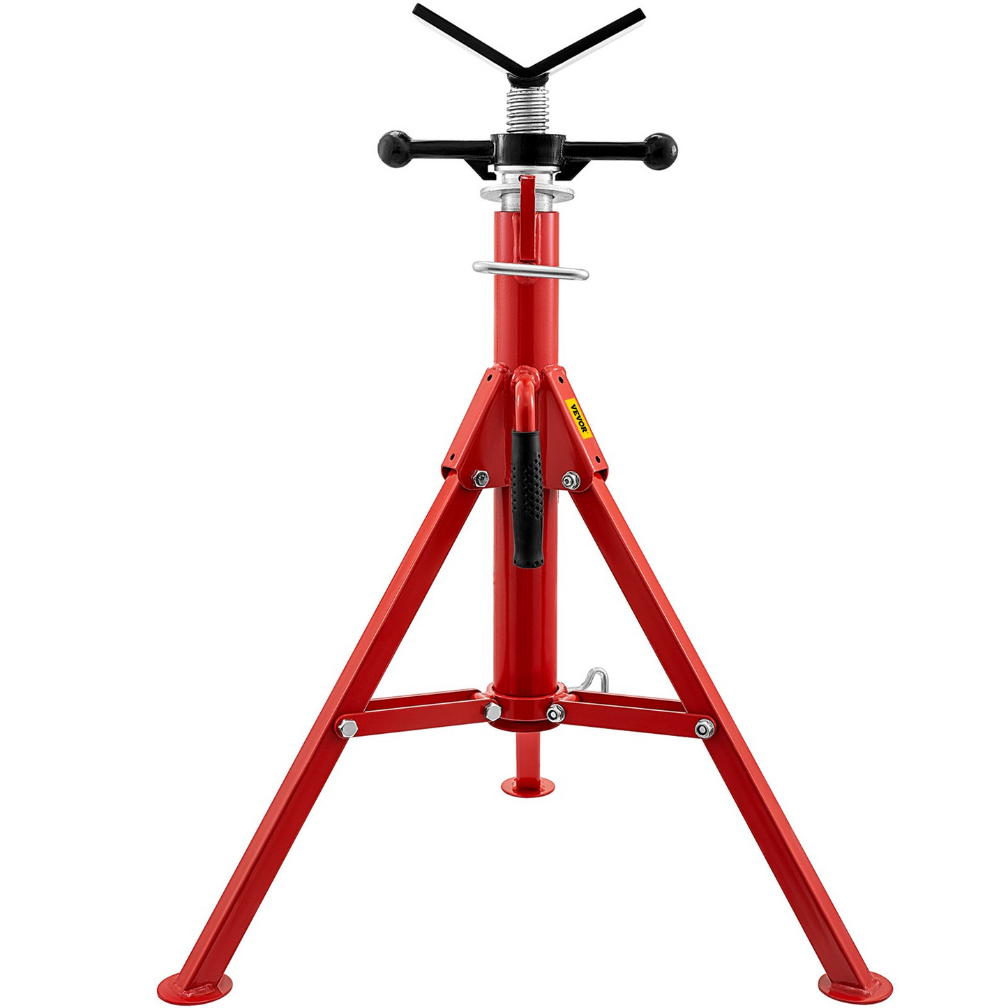 VEVOR V Head Pipe Stand 1/8"-12" Capacity, Adjustable Height 24"-42", Pipe Jack Stands 2500 lb. Load Capacity, Portable Folding Pipe Stands, Carbon Steel Body More Durable