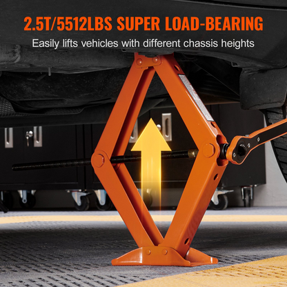 VEVOR Scissor Jack, 2.5 Ton/5512 lbs Scissor Car Jack, 3.7"-17.1" Lifting Range Scissor Lift Jack with Ratcheting Handle and L-Wrench, Portable Tire Jack for Cars Trucks Sedans MPVs