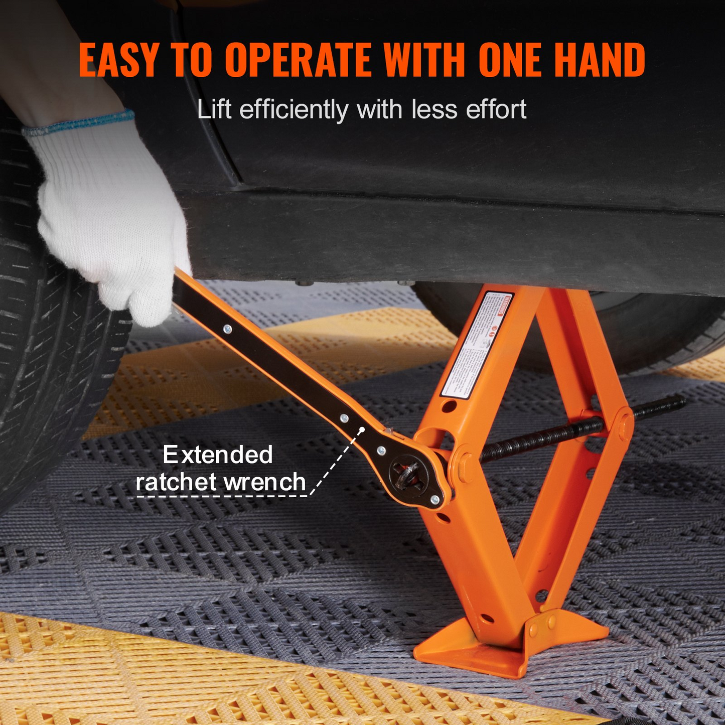VEVOR Scissor Jack, 2.5 Ton/5512 lbs Scissor Car Jack, 3.7"-17.1" Lifting Range Scissor Lift Jack with Ratcheting Handle and L-Wrench, Portable Tire Jack for Cars Trucks Sedans MPVs