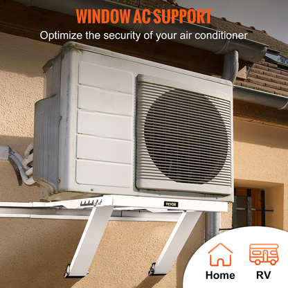 VEVOR Air Conditioner Support Bracket, Max. 220 lbs Load Capacity, Heavy Duty Steel Construction AC No Drilling Easy Installation, Fits Single or Double Hung Windows, Home and RV, White