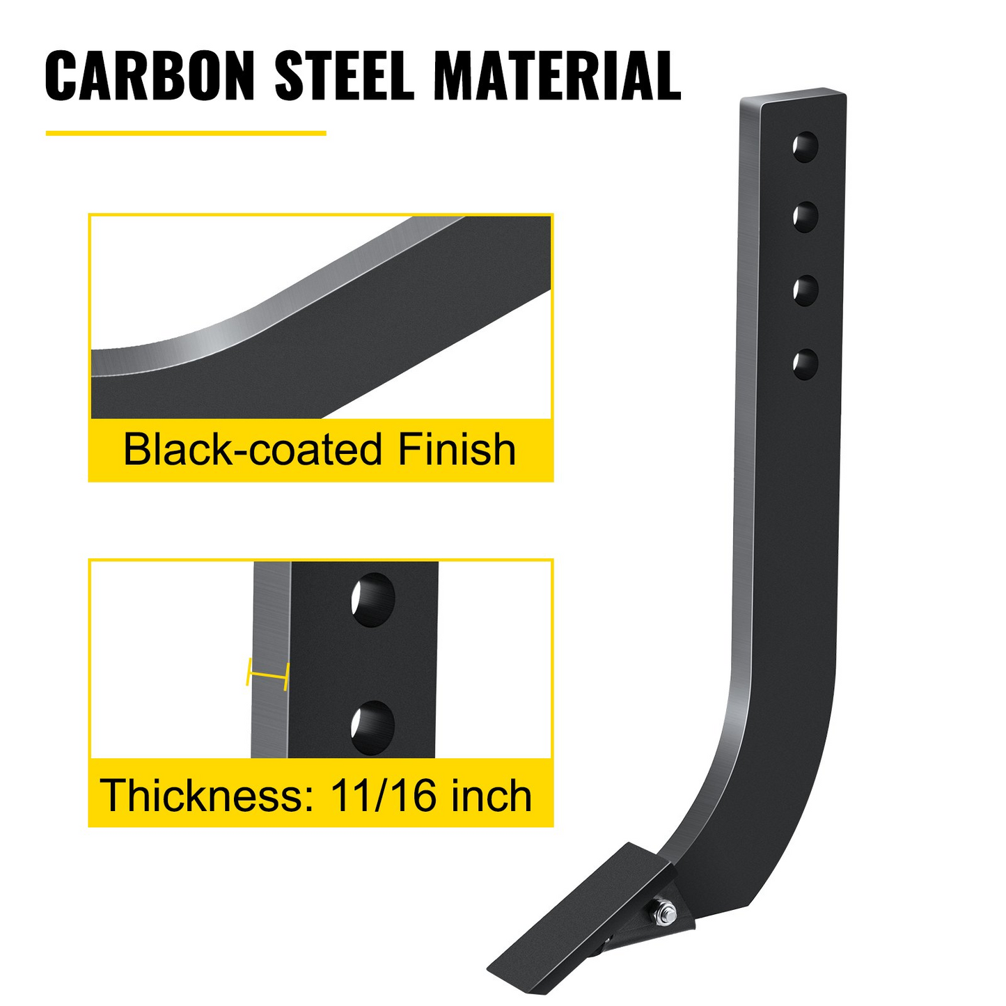 VEVOR Box Blade Shank, 18'' Scarifier Shank, 4 Holes Box Scraper Shank, Ripper Shank with Removable Tapered Teeth and Pins, Adjustable Shanks Assembly for Replacement, Digging, Plowing, 6PCS