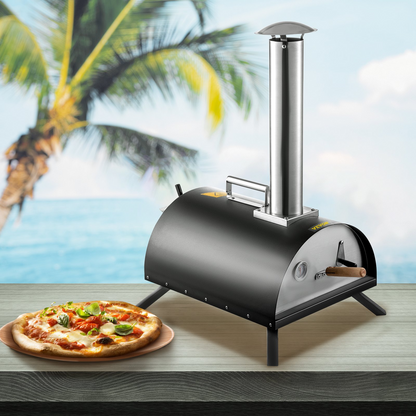 VEVOR Outdoor Pizza Oven 12",Wood Fired Oven with Feeding Port,Wood Pellet Burning Pizza Maker Ovens 932℉Max Temperature Stainless Steel Portable Pizza Ovens with Accessories for Outdoor Cooking.