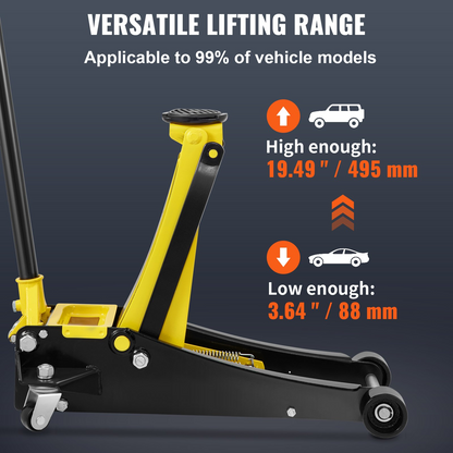 VEVOR Low Profile Floor Jack 2.5 Ton Heavy Duty Steel Dual Piston