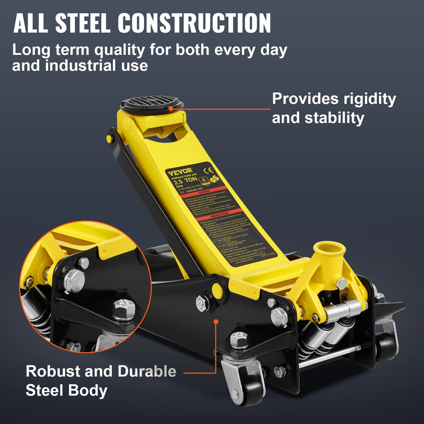 VEVOR Low Profile Floor Jack 2.5 Ton Heavy Duty Steel Dual Piston