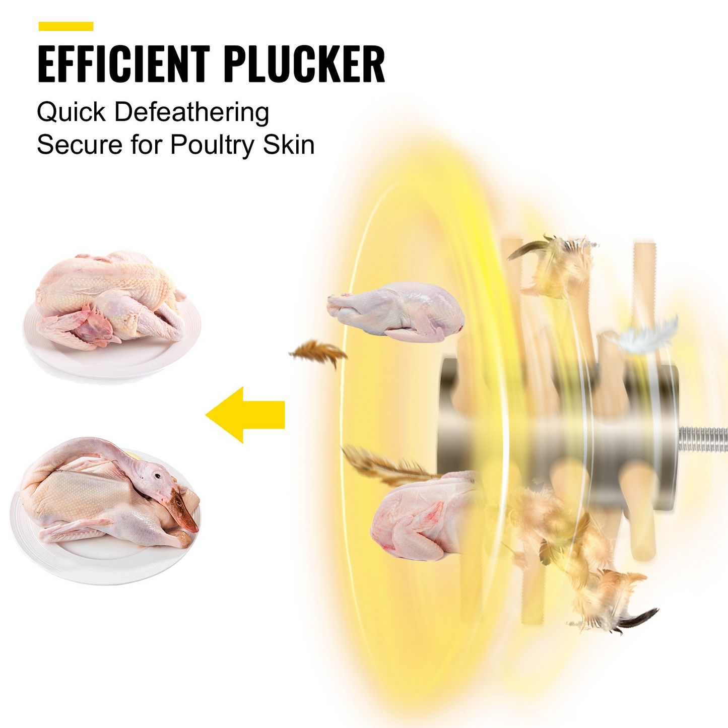 VEVOR Chicken Plucker Drill Attachment, Stainless Steel Drill Chicken Plucker, 18 Fingers Chicken Feather Plucker Machine, 0.4 Inches Shank Poultry Defeathering Machine for Broiler Goose Duck Turkey