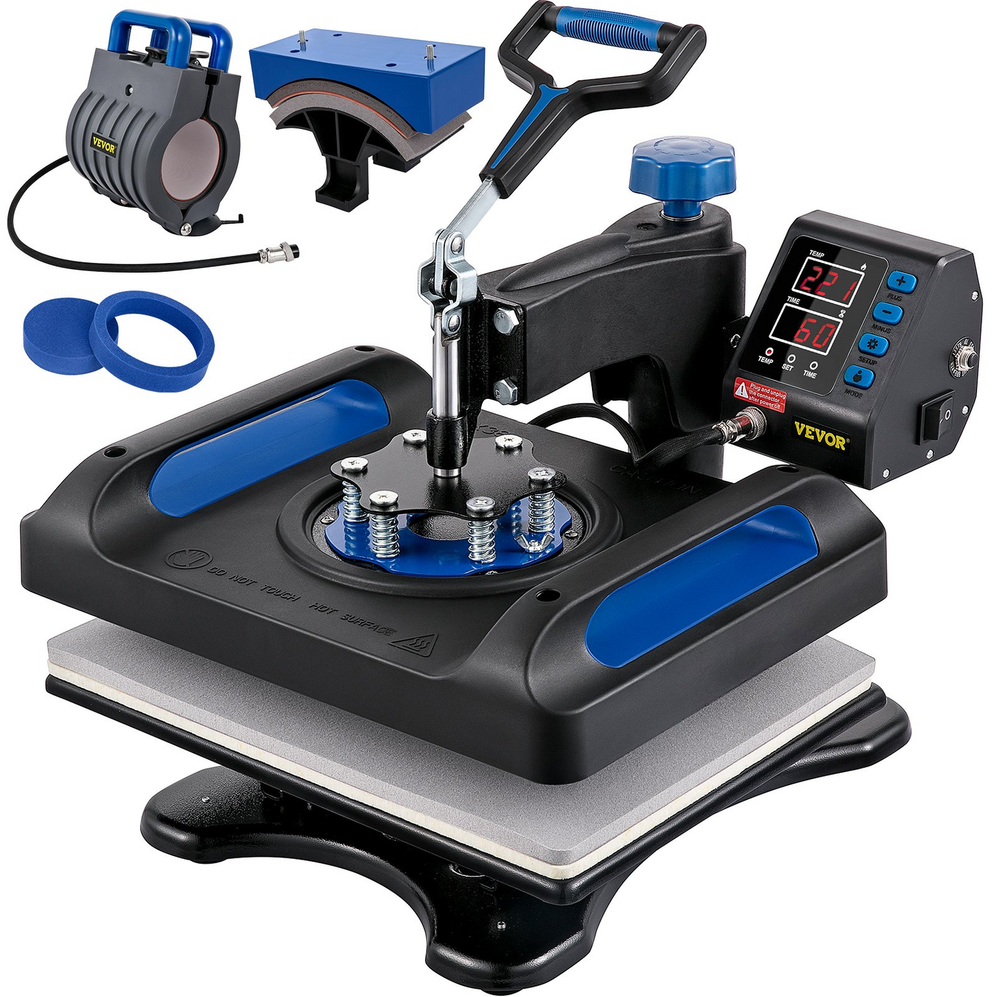 VEVOR Heat Press Machine 12x15, 800W Heat Press for Sublimation 5 in 1 Combo, Dual Digital Heat Press Transfer, Uniform Heat, Anti-Scald Cover, Vinyl Transfer Printer for T Shirts Mug Cap Plate, Blue