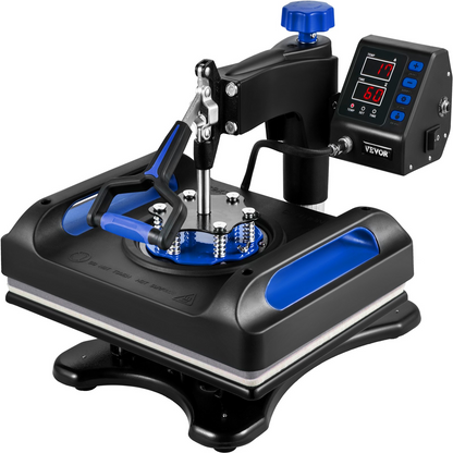 VEVOR Heat Press Machine 12 x 15 Inch 8 in 1 Heat Press Sublimation Machine 360° Rotation Swing Away 8 in 1 Shirt Printing Machine Dual-Tube Heating for DIY T-Shirts Cap & Mugs Blue