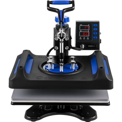 VEVOR Heat Press Machine 12 x 15 Inch 8 in 1 Heat Press Sublimation Machine 360° Rotation Swing Away 8 in 1 Shirt Printing Machine Dual-Tube Heating for DIY T-Shirts Cap & Mugs Blue