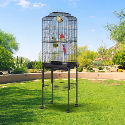 VEVOR 60 inch Flight Bird Cage, Metal Large Parakeet Cages for Cockatiels Parrot Budgies Lovebirds Canaries, Pet Big Bird Cage with Rolling Stand and Hanging Toys