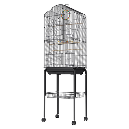 VEVOR 60 inch Flight Bird Cage, Metal Large Parakeet Cages for Cockatiels Parrot Budgies Lovebirds Canaries, Pet Big Bird Cage with Rolling Stand and Hanging Toys