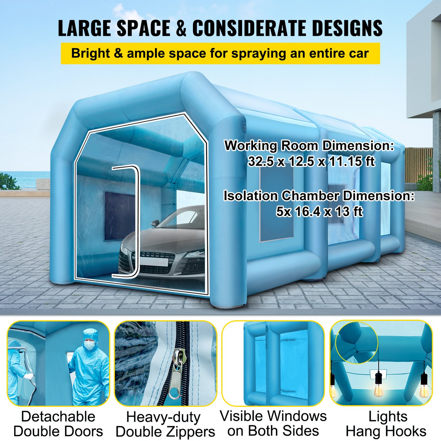 VEVOR 39.3x16.4x13.1Ft Inflatable Spray Booth Custom Tent Paint Booth Inflatable