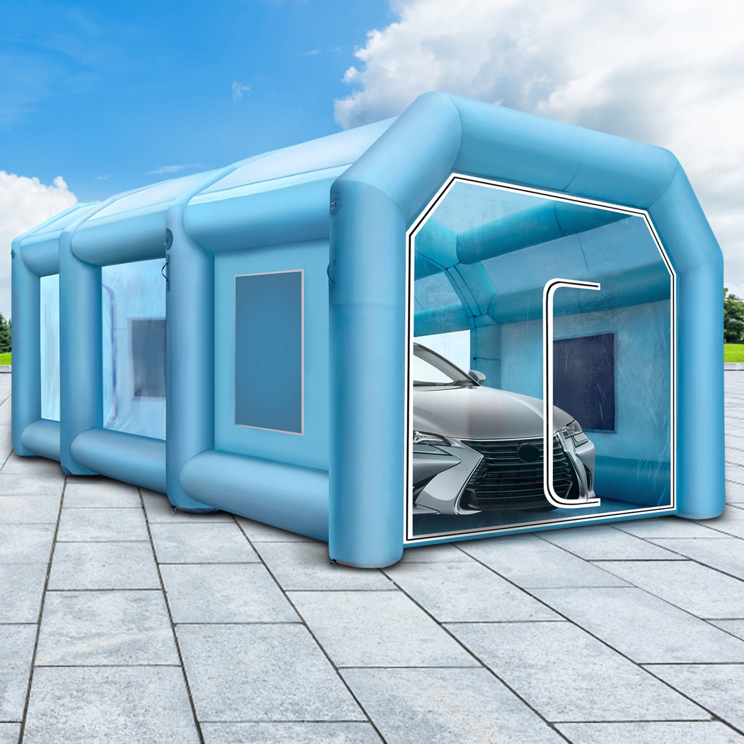 VEVOR 39.3x16.4x13.1Ft Inflatable Spray Booth Custom Tent Paint Booth Inflatable