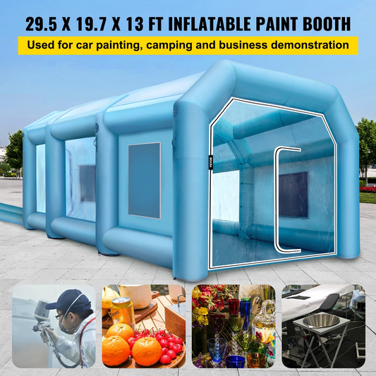 VEVOR Inflatable Paint Booth 29.5x19.7x13 ft Spray Paint Booth, Powerful 1100W+350W Blowers Inflatable Spray Booth with Air Filter System, Car Paint Booth for Car Parking Tent Workstation