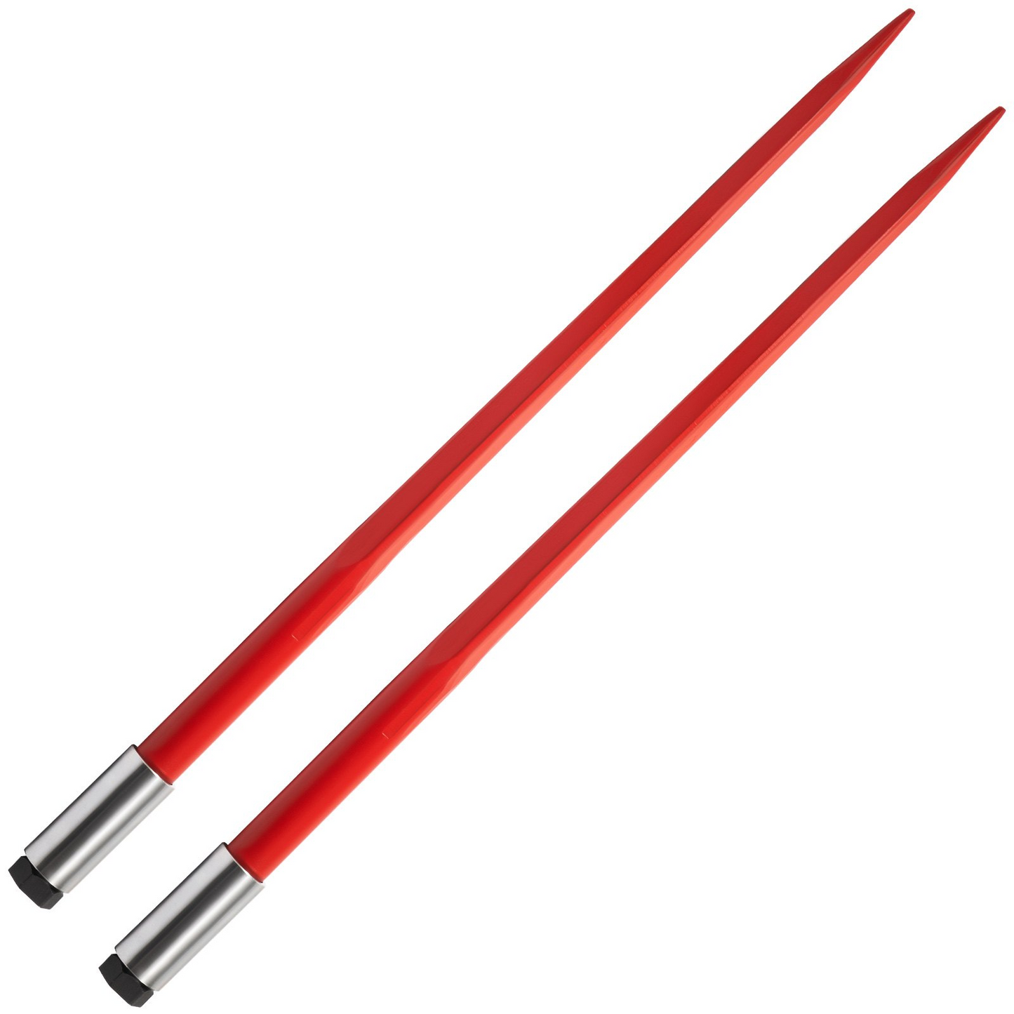 VEVOR Pair Hay Spear 43" Bale Spear 3000 lbs Capacity, Bale Spike Quick Attach Square Hay Bale Spears 1 3/4", Red Coated Bale Forks, Bale Hay Spike with Hex Nut & Sleeve for Buckets Tractors Loaders