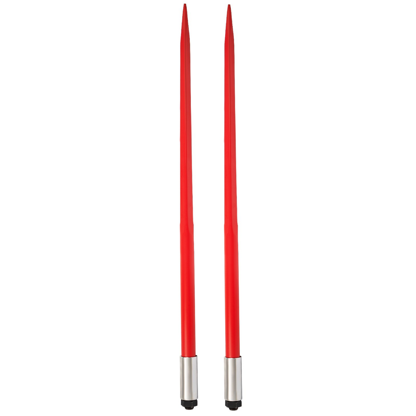 VEVOR Pair Hay Spear 49" Bale Spear 3000 lbs Capacity, Bale Spike Quick Attach Square Hay Bale Spears 1 3/4", Red Coated Bale Forks, Bale Hay Spike with Hex Nut & Sleeve for Buckets Tractors Loaders
