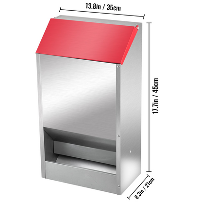 VEVOR Galvanized Poultry Feeder Holds 30lbs of Feed Chicken Feeders No Waste 13.8x8.3x17.7in Hanging Chicken Feeder with Lid Weatherproof Outdoor Coop Food Dispenser for Duck