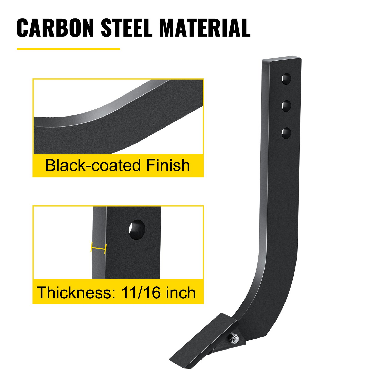VEVOR 5pcs Box Blade Shank, 16'' Scarifier Shank, 3 Holes Box Scraper Shank, Ripper Shank with Removable Tapered Teeth and Pins, Adjustable Shanks Assembly for Replacement, Digging, Plowing