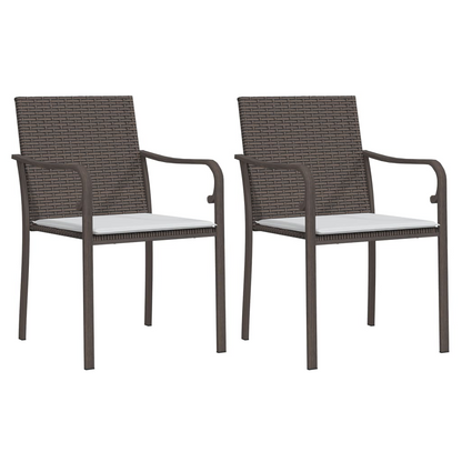 vidaXL 3 Piece Patio Dining Set with Cushions Poly Rattan and Steel