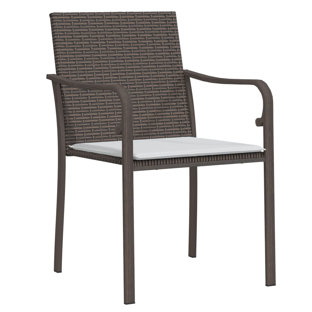 vidaXL 3 Piece Patio Dining Set with Cushions Poly Rattan and Steel
