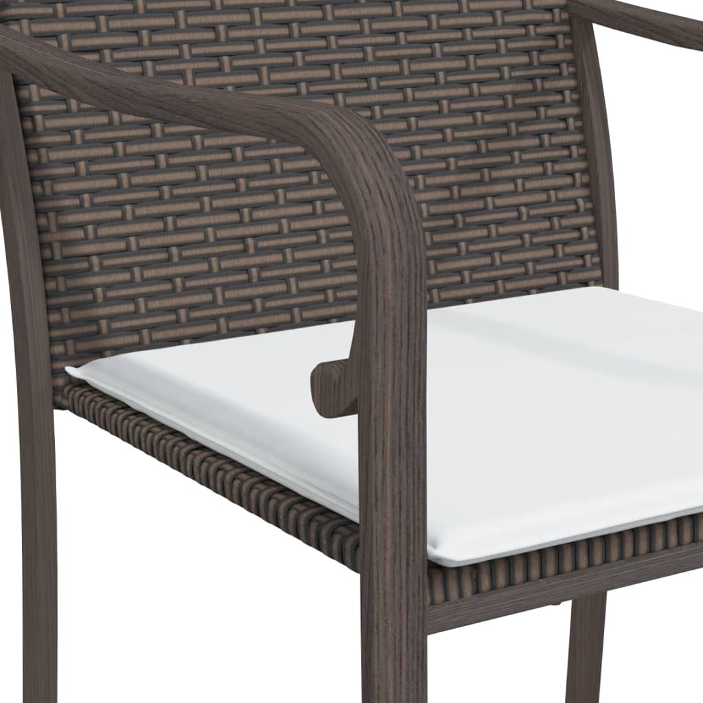 vidaXL 3 Piece Patio Dining Set with Cushions Poly Rattan and Steel