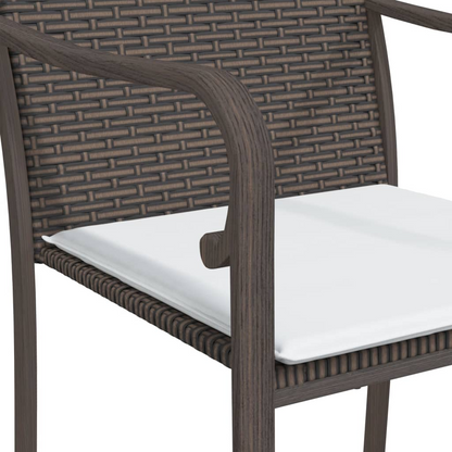 vidaXL 3 Piece Patio Dining Set with Cushions Poly Rattan and Steel