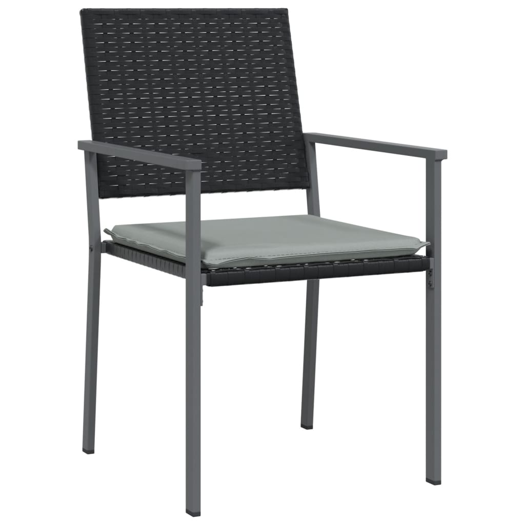 vidaXL 3 Piece Patio Dining Set with Cushions Poly Rattan and Steel