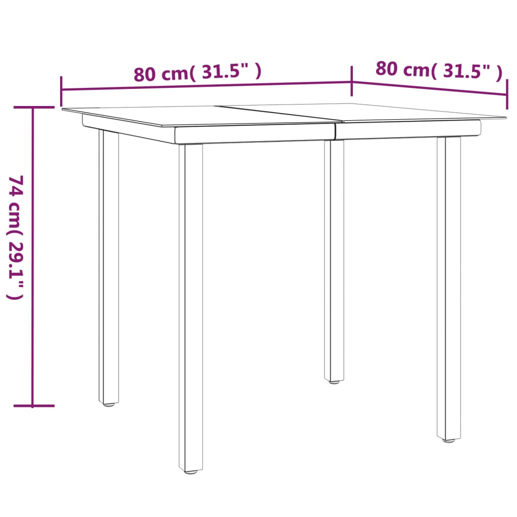 vidaXL 3 Piece Patio Dining Set with Cushions Poly Rattan and Steel