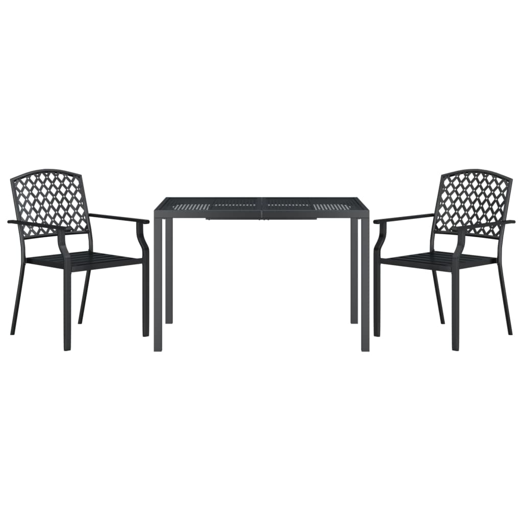 vidaXL 3 Piece Patio Dining Set Anthracite Steel
