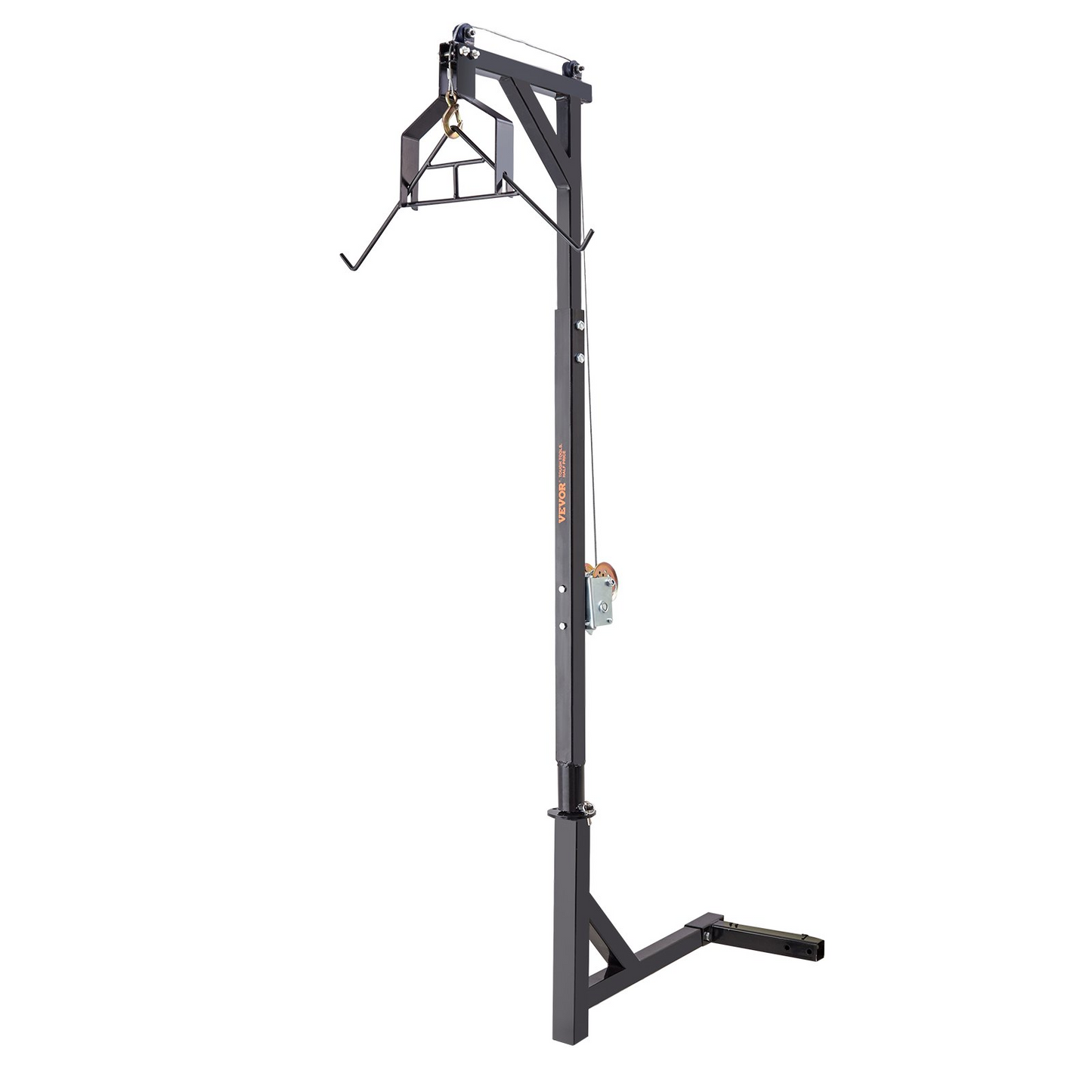 VEVOR Hitch Mounted Deer Hoist, 400 lbs Load Capacity, Hitch Game Hoist, Truck Hitch Deer Hoist with Winch Lift Gambrel Set, 2-inch Hitch Receiver, Adjustable Height & 360 Degrees Swivel, Carbon Steel
