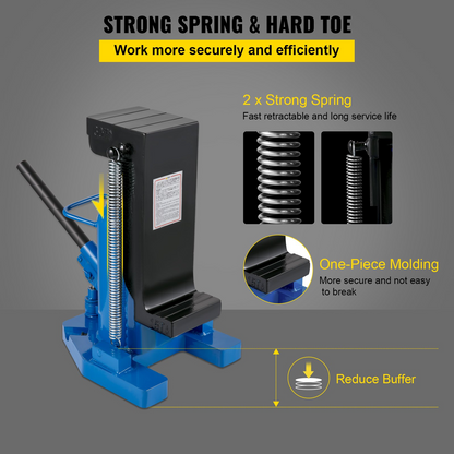 VEVOR Hydraulic Toe Jack, 15 Ton On Toe Toe Jack Lift, 30 Ton On Top Lift Capacity Machine Jack, 6-1/5 in Stork Air Hydraulic Toe Jack, Heavy-Duty Steel Hydraulic Claw Jack for Machinery, Industry