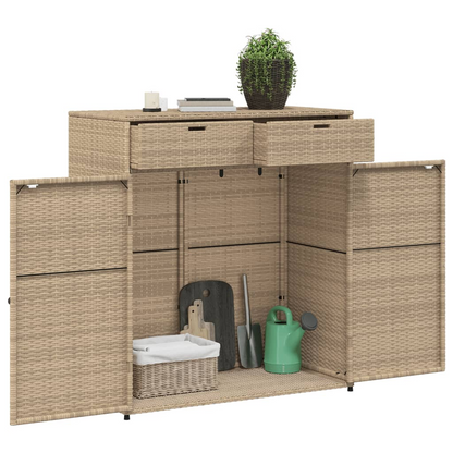 vidaXL Patio Storage Cabinet Beige 41.3"x21.7"x44.5" Poly Rattan