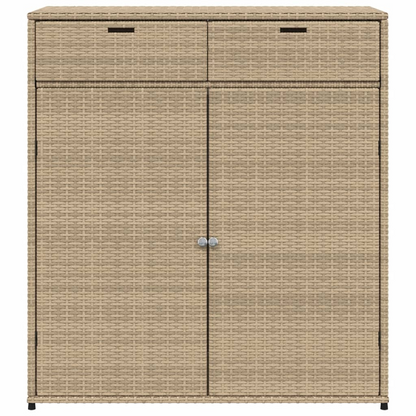 vidaXL Patio Storage Cabinet Beige 41.3"x21.7"x44.5" Poly Rattan