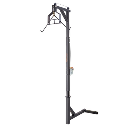 VEVOR Hitch Mounted Deer Hoist, 400 lbs Load Capacity, Hitch Game Hoist, Truck Hitch Deer Hoist with Winch Lift Gambrel Set, 2-inch Hitch Receiver, Adjustable Height & 360 Degrees Swivel, Carbon Steel