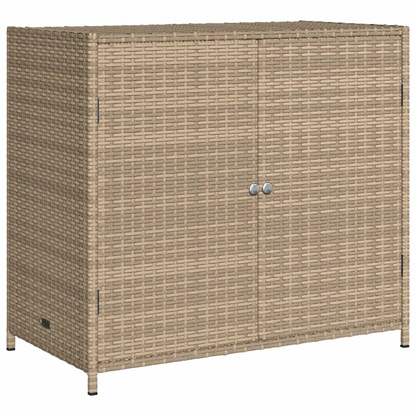 vidaXL Patio Storage Cabinet Beige 32.7"x17.7"x29.9" Poly Rattan