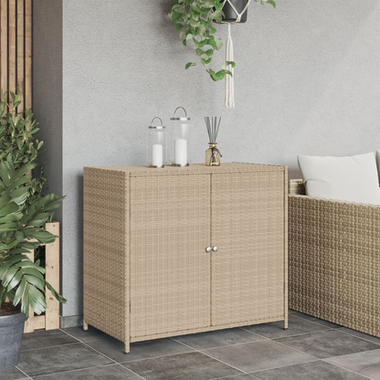 vidaXL Patio Storage Cabinet Beige 32.7"x17.7"x29.9" Poly Rattan