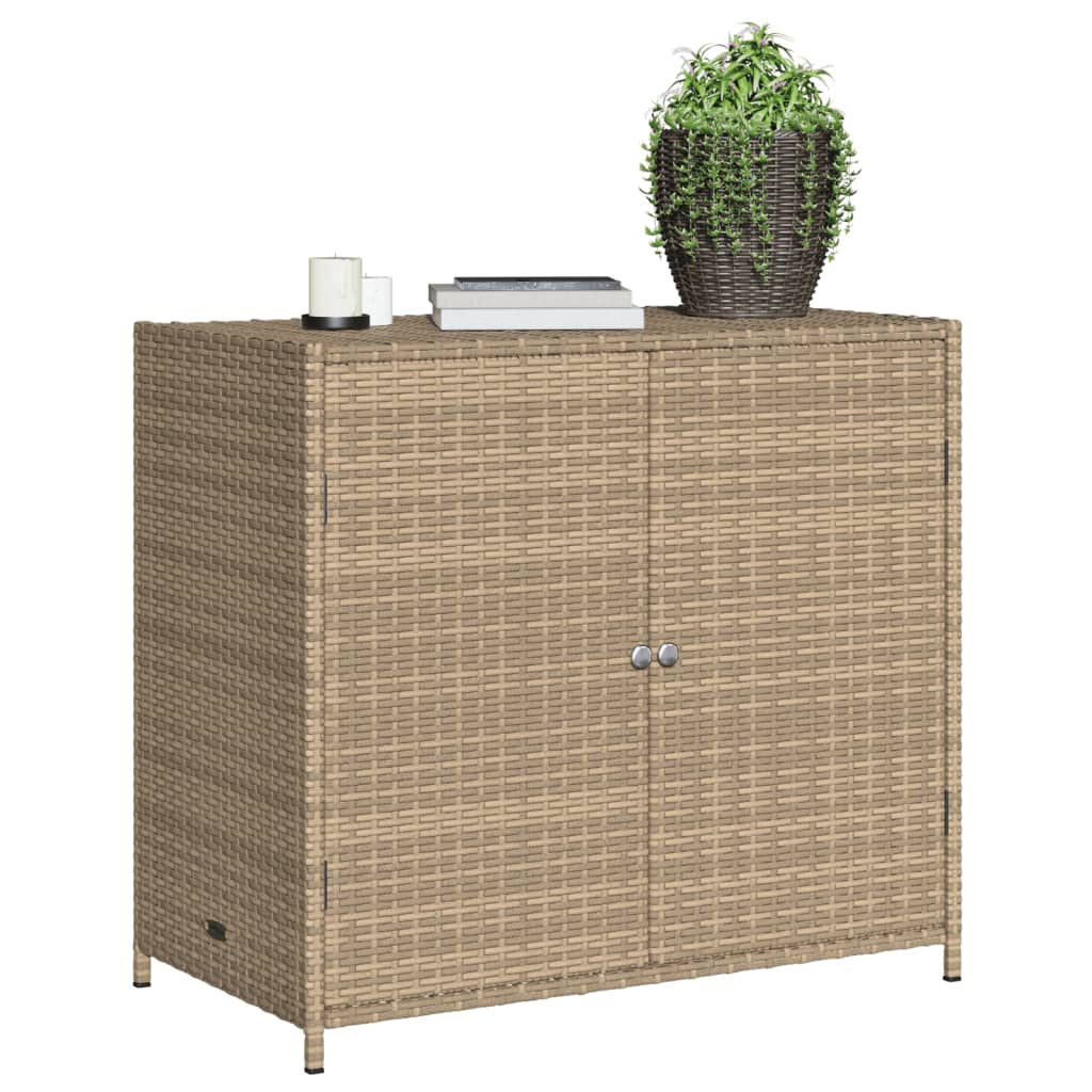 vidaXL Patio Storage Cabinet Beige 32.7"x17.7"x29.9" Poly Rattan