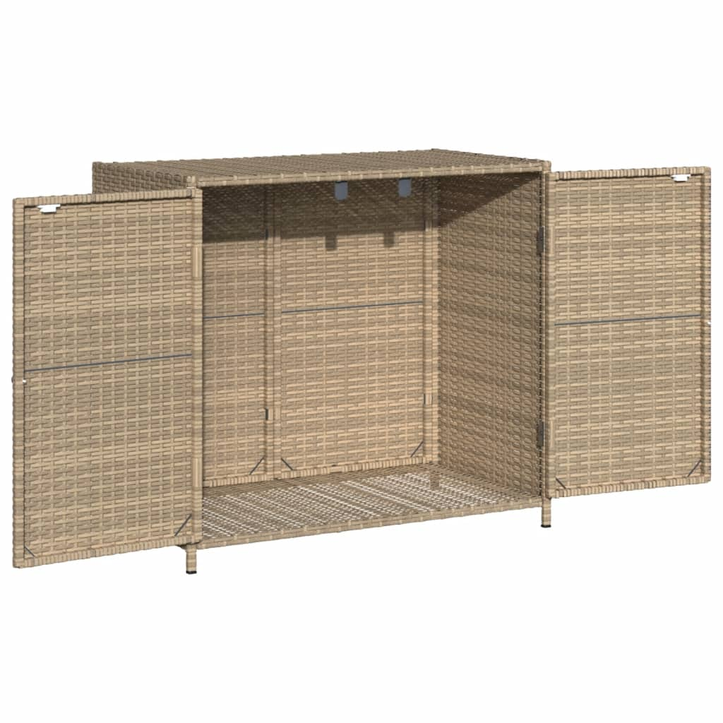 vidaXL Patio Storage Cabinet Beige 32.7"x17.7"x29.9" Poly Rattan