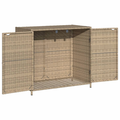 vidaXL Patio Storage Cabinet Beige 32.7"x17.7"x29.9" Poly Rattan