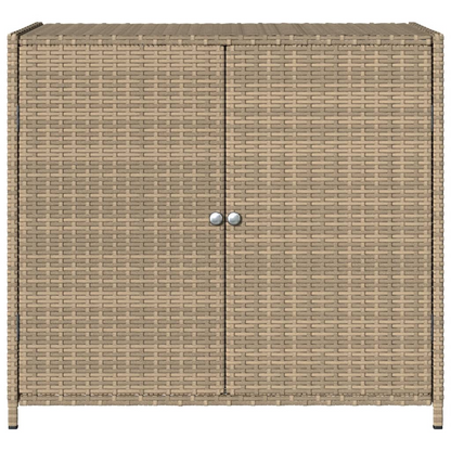 vidaXL Patio Storage Cabinet Beige 32.7"x17.7"x29.9" Poly Rattan