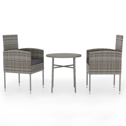 vidaXL 3 Piece Patio Dining Set Poly Rattan Anthracite