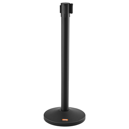 VEVOR Crowd Control Stanchion, 6-Pack Crowd Control Barrier, Carbon Steel Baking Painted Stanchion Queue Post with 3PCS 6.5FT Retractable Belt & Fillable Base, Belt Barrier Line Divider, Easy Assembly