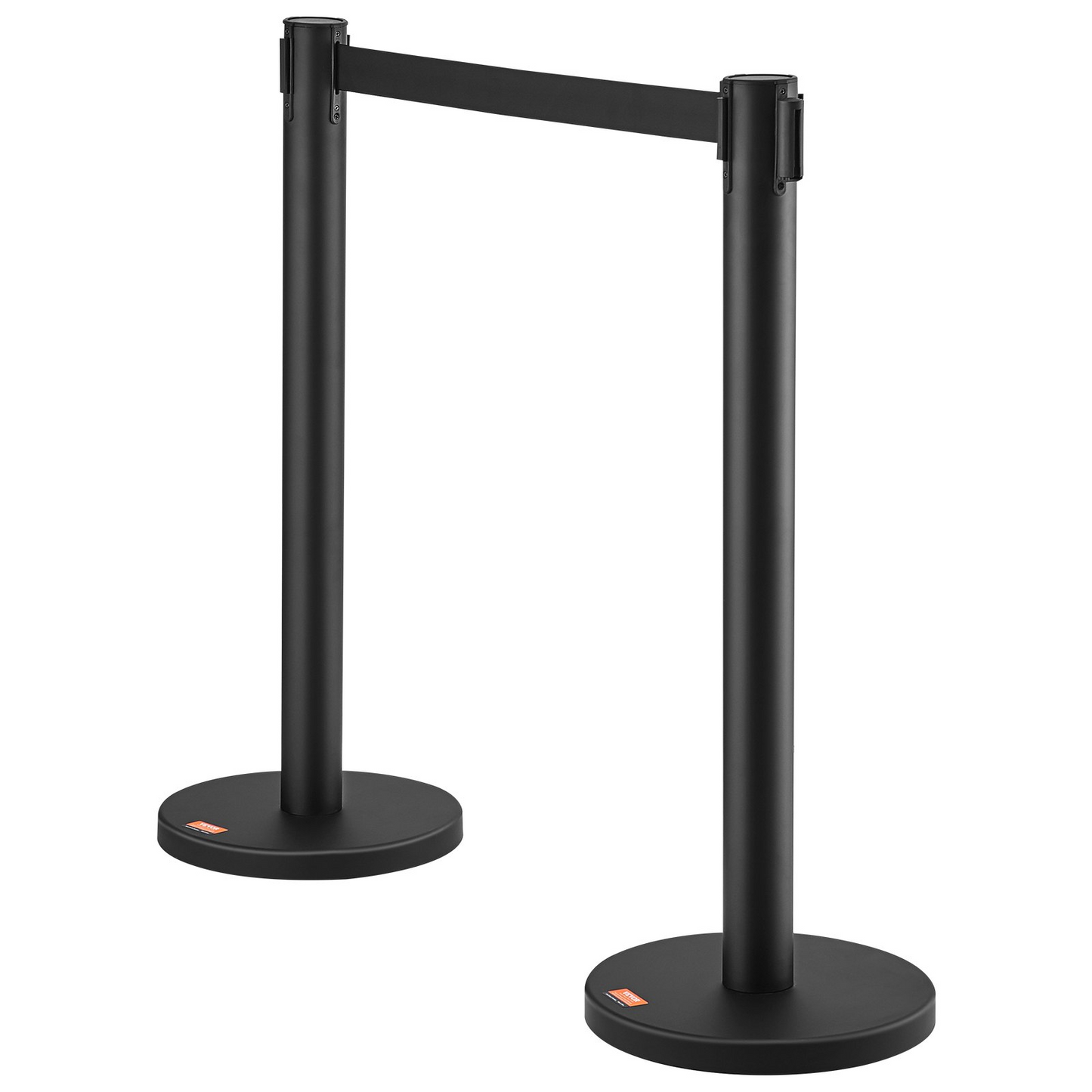 VEVOR Crowd Control Stanchions, 2-Pack Crowd Control Barriers, Carbon Steel Baking Painted Stanchion Queue Post with 6.5FT Black Retractable Belt, Belt Barriers Line Divider for Exhibition, Airport
