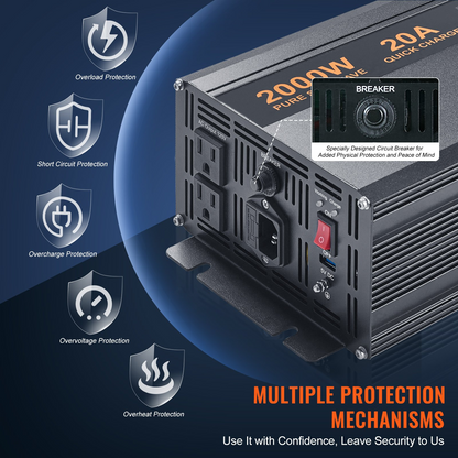 VEVOR 2000W Sump Pump Battery Backup System, LCD Display, Auto Switches to Battery Inverter Power for Continuous Sump Pump Operation, Sump Pump Battery Backup Inverter for Emergency and Power Outage