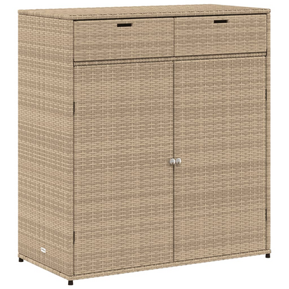 vidaXL Patio Storage Cabinet Beige 41.3"x21.7"x44.5" Poly Rattan