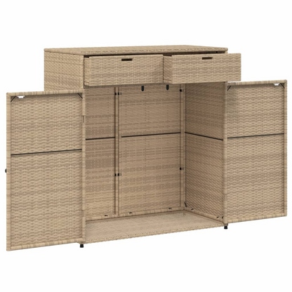 vidaXL Patio Storage Cabinet Beige 41.3"x21.7"x44.5" Poly Rattan