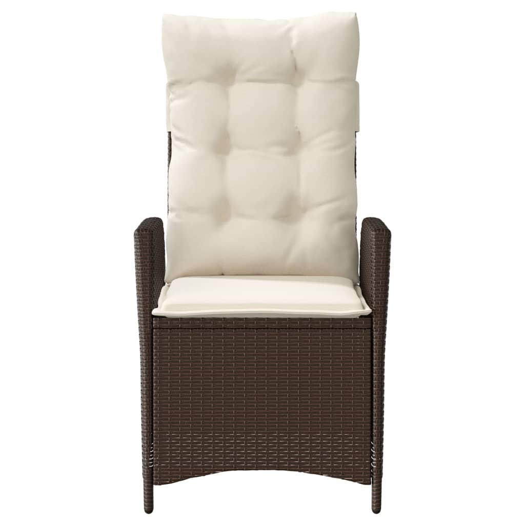 vidaXL 3 Piece Bistro Set with Cushions Brown Poly Rattan