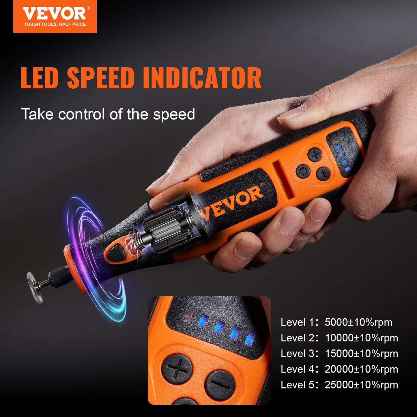 VEVOR Rotary Tool Kit Variable Speed Rotary Tool 118 PCS for Grinding, Sanding